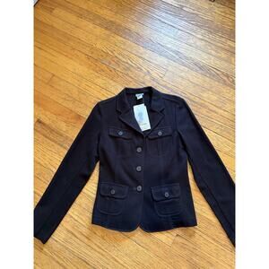 Adec Blazer Womens 10 Brown Wool Cashmere Blend Button Front Jacket New Tag